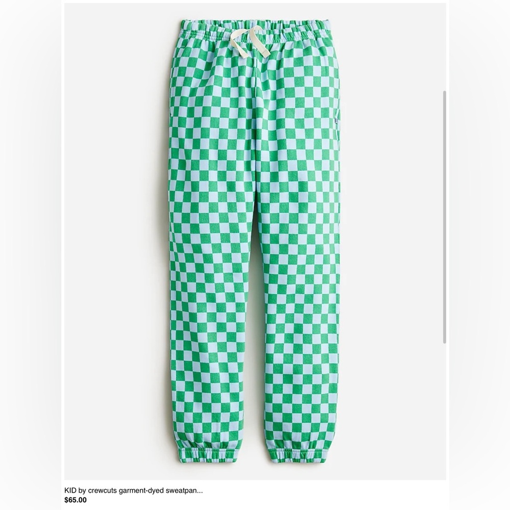 NWT: Crewcuts garment-dyed sweatpant in checkerboard print - kids size 16